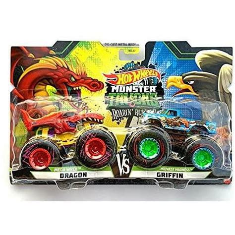 Hot Wheels Monster Trucks Roarin Rumble 1 64 Scale Double Pack Mega