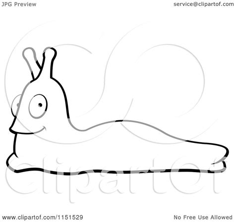 Cartoon Clipart Of A Black And White Slug Vector Outlined Coloring