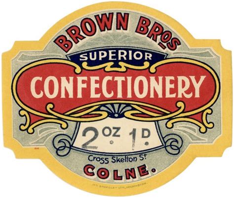 Brown Bros Superior Confectionery Label Confectionery Bros Labels