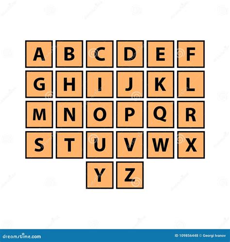 Flat Alphabet Tiles Set Every Letter Stock Vector Illustration Of