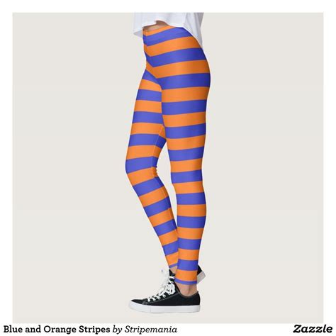 Blue And Orange Stripes Leggings Zazzle
