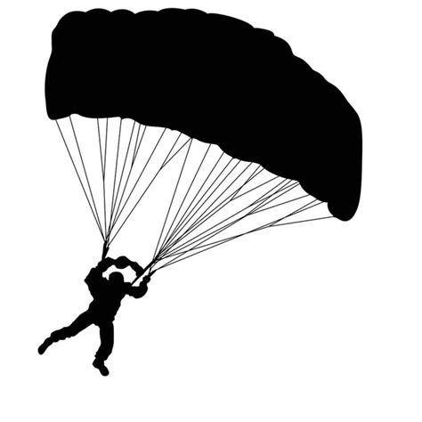 Skydiver Silhouettes Parachuting White Background Stock Vector Image By