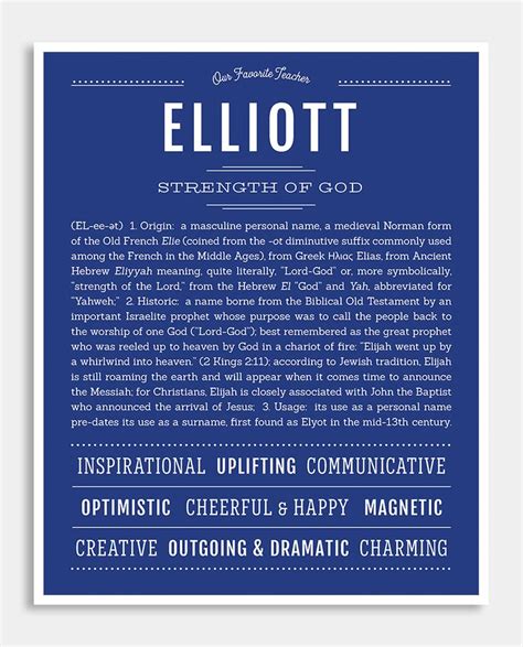 Elliott Male Name Art Print Classic Names Names With Meaning