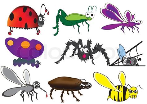 Cute Bugs Funny Beetles Cartoon Illustration Of Insects