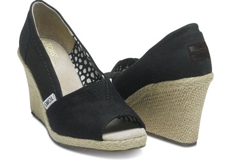 Lyst Toms Black Canvas Womens Wedges In Black