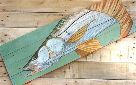 Fish Snook Painting On Hand Made Wood Panel By Adorsettoriginals Fish