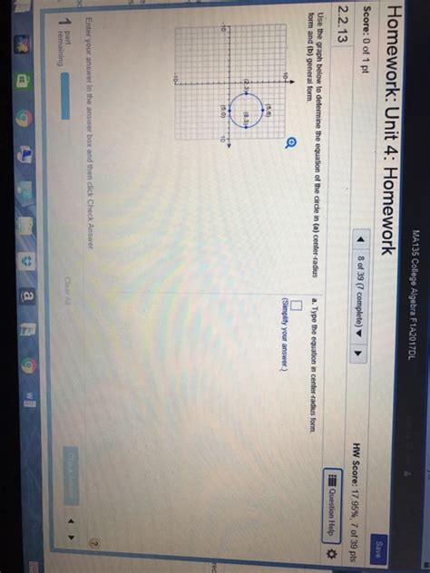 Some of the worksheets for this concept are geometry unit 10 notes circles, 11 equations of circles, unit 10 geometry, trigonometry functions and unit circle test study guide, math 175 trigonometry work, the unit circle, assignment, unit 3 name of unit circles and spheres. Solved: Use The Graph Below To Determine The Equation Of T ...