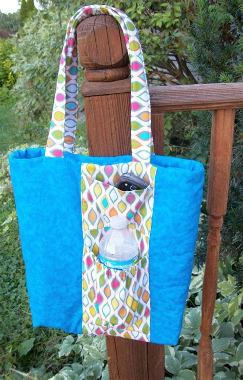 Tote With Water Bottle Pocket Pdf Sewing Pattern Etsy Tote Bag