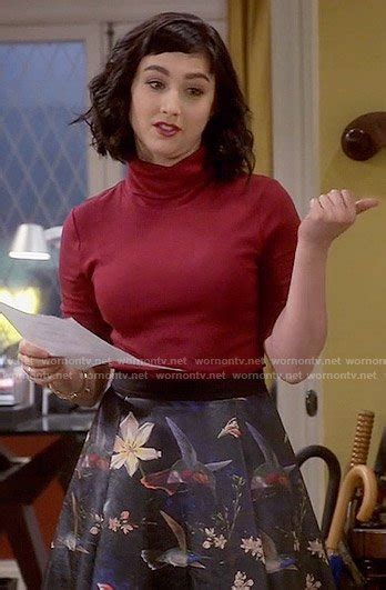 Wornontv Mandys Floral Leather Skirt And Red Top On Last Man Standing