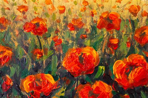 Field Of Red Poppies Flowers Impressionism Modern Painting 311594