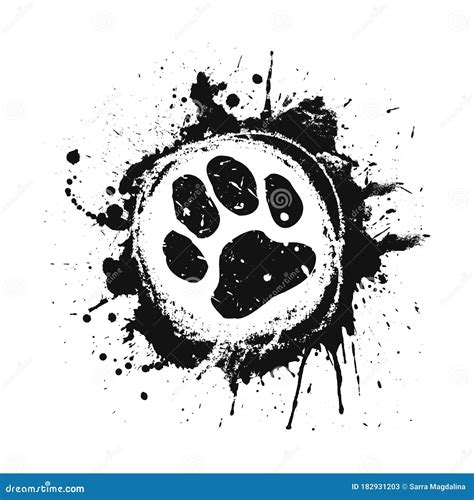 Paw Grunge Print Stock Vector Illustration Of Background 182931203