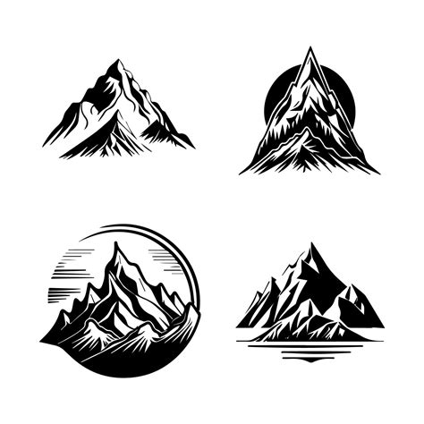 Beauty Of Mountains Set Logo Peaks And Valleys Illustration 21337791