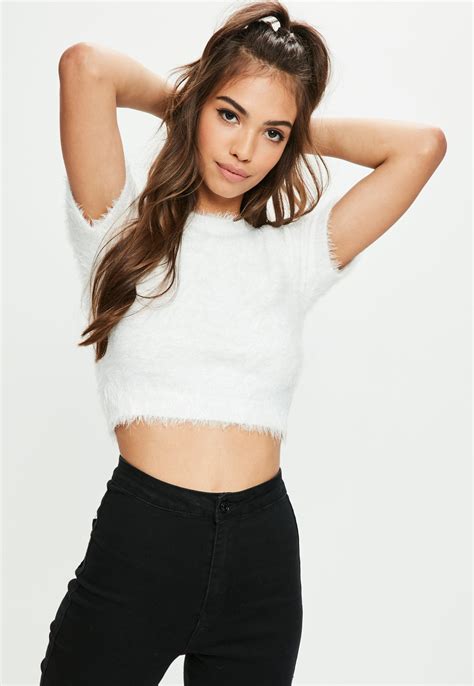 missguided-white-fluffy-knitted-t-shirt-lyst