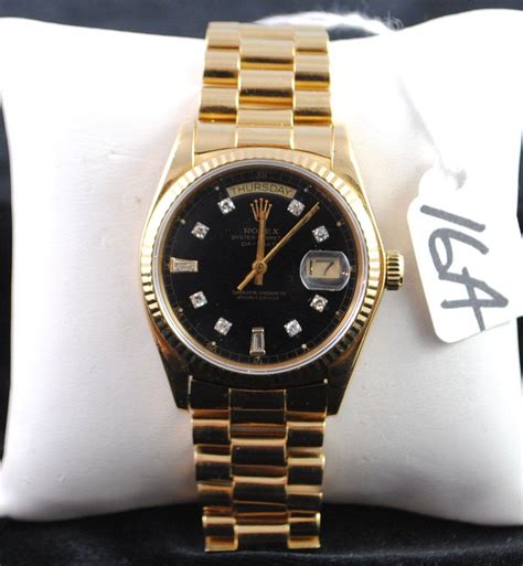 Mans Rolex President Wristwatch 18k Yellow Gold Diamond Dial