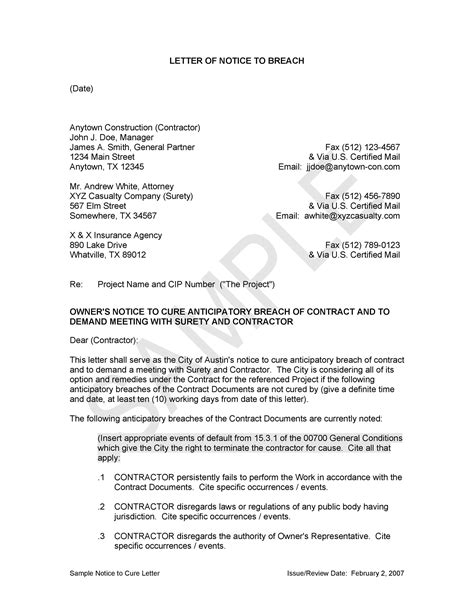 Breach Of Contract Letter Pdf Database Letter Template Collection