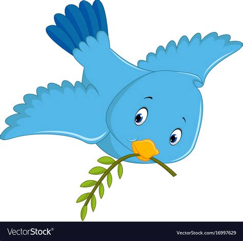 Cute Blue Bird Cartoon Royalty Free Vector Image