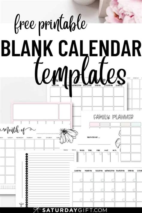 The Free Printable Blank Calendar Templates Are Perfect For Any Planner