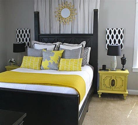 As for decor styles, grey and yellow can fit any decor style, from a bold modern bedroom with dove grey walls, a black forged bed, grey and yellow bedding and a geometric grey and mustard wall. Pin on Roomzy