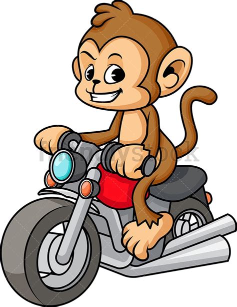 Monkey Riding Motorcycle Cartoon Vector Clipart Friendlystock
