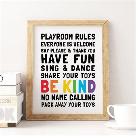 Playroom Rules Printable Art Playroom Decor Kids Wall Art Etsy