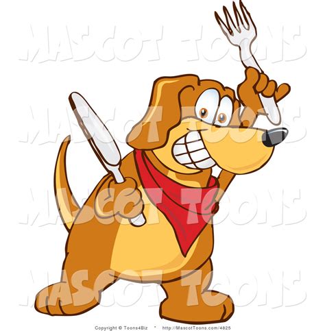 Mascot Vector Cartoon Of A Smiling And Hungry Brown Dog Mascot Cartoon