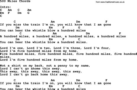 Peter Paul And Mary Song 500 Miles Lyrics And Chords
