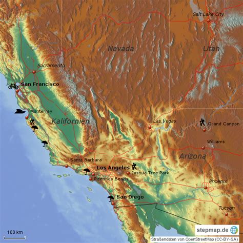 Stepmap West Usa Landkarte Für Usa