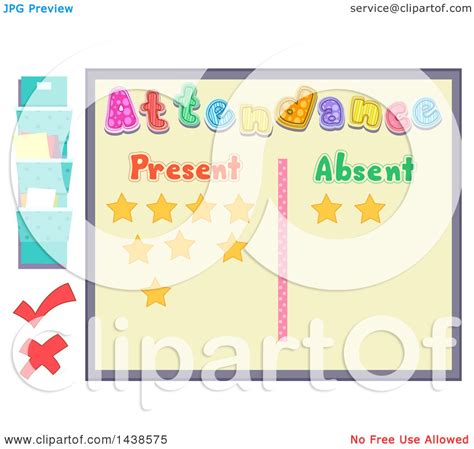 Clipart Of A School Attendance Board Royalty Free Vector Illustration