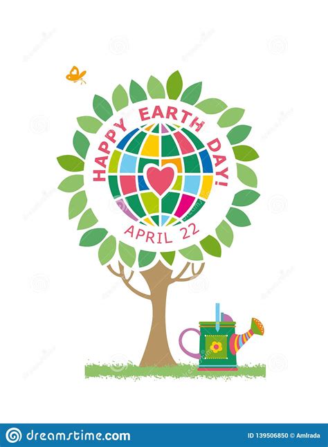 Happy Earth Day April 22 Poster Vector Illustration Stock Vector