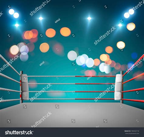 Boxing Ring Illumination By Spotlights Digital Stock Illustration