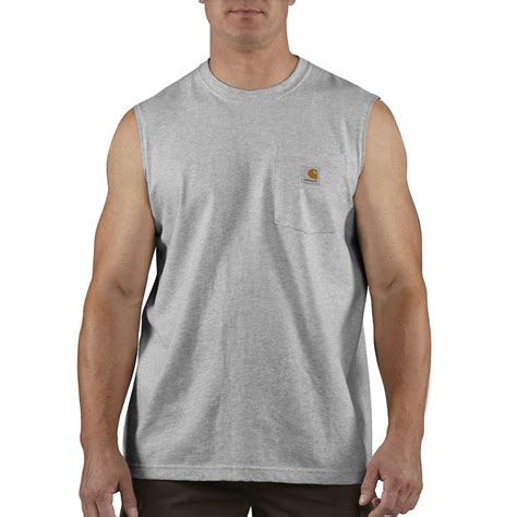 Carhartt Men S Workwear Pocket Sleeveless T Shirt In 2022 Sleeveless Tshirt Mens Workwear