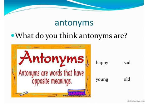 Antonyms English Esl Powerpoints