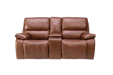 Mustang Triple Power Leather Reclining Loveseat With Console