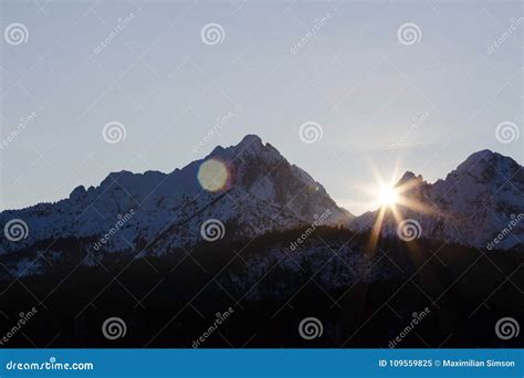 Sun Shines Over The Mountains Stock Image Image Of Evening Austrian