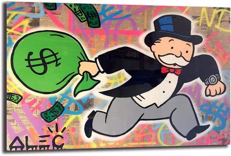 Firedeer Alec Monopoly Man Running With Money Bag Graffiti Street Art