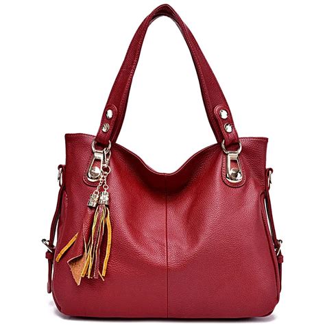 High Quality Hobos Women S Genuine Leather Handbags Shoulder Crossbody Bags Fashion Tassel