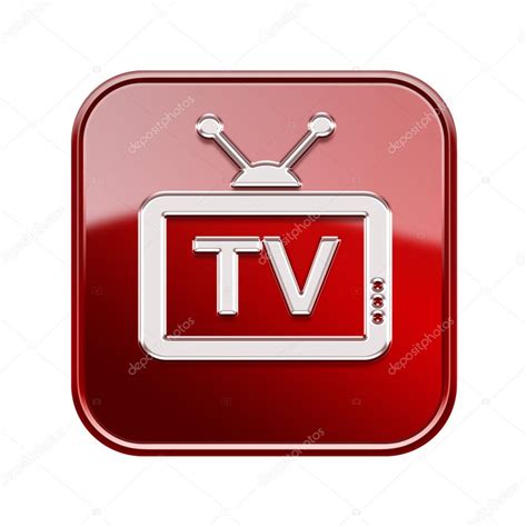 Download tv icon vector now. TV icon glossy red, isolated on white background — Stock ...