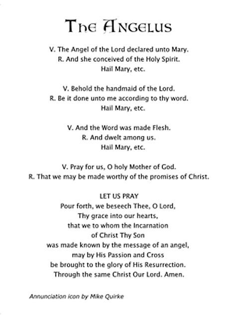 The Annunciation And Angelus Prayer A7 Prayer Card Etsy