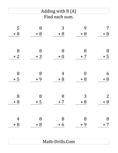 8th grade algebra worksheets along with charming grade 8 math equations inspiration worksheet year 8 maths. 25 Adding Eights Questions (A)