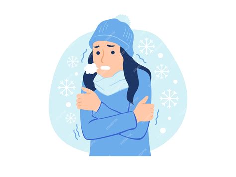 Mujer Vestida Con Tela De Invierno Congelada Y Temblando Sensación De