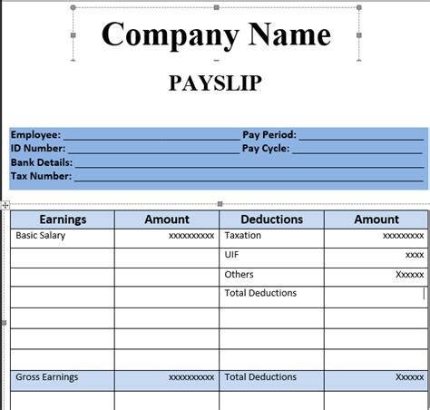 Salary Slip Format In Excel Microsoft Excel Template And Software