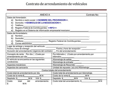Contrato De Arrendamiento De Un Auto En México Autofact