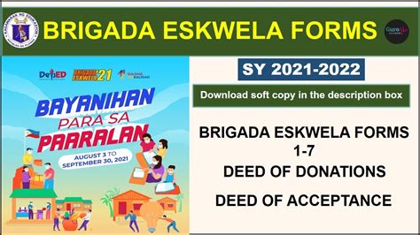 Deped Prescribed Brigada Eskwela Forms Sy 2021 2022 Youtube