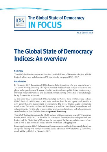 The Global State Of Democracy Indices An Overview
