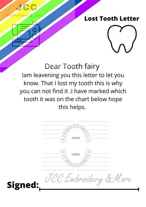 Lost Tooth Letter To The Tooth Fairy Instant Download Etsy