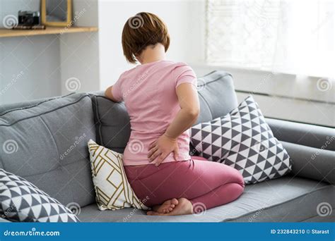 Back Pain Kidney Inflammation Woman Suffering From Backache At Home
