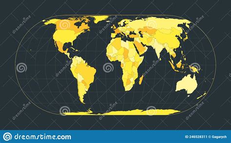 World Map Eckert Iv Projection Stock Vector Illustration Of