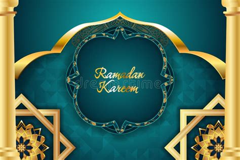 Ramadan Kareem Islamic Style Background With Element Green And Gold