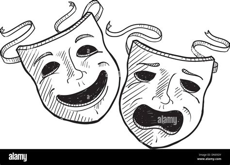Máscaras De Teatro Dibujo Vectorial Imagen Vector De Stock Alamy
