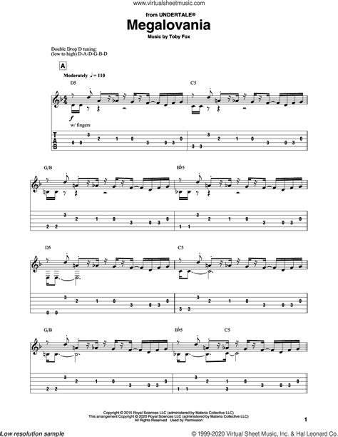 Megalovania (from Undertale) sheet music (intermediate) for guitar solo